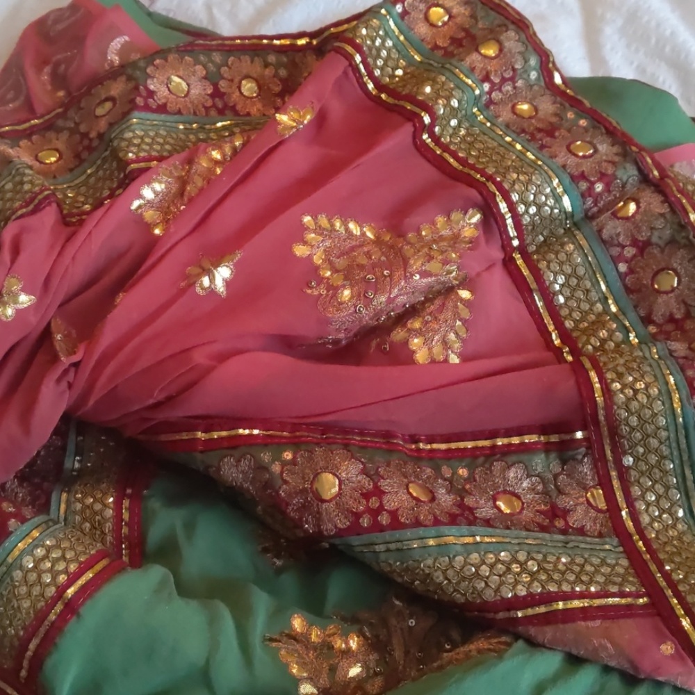Traditional Heavy bridal sari with gota work